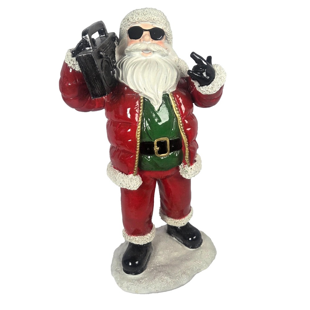Unbranded Hip Hop Santa Figurine Adults 12in Red New Boombox Sunglasses Resin
